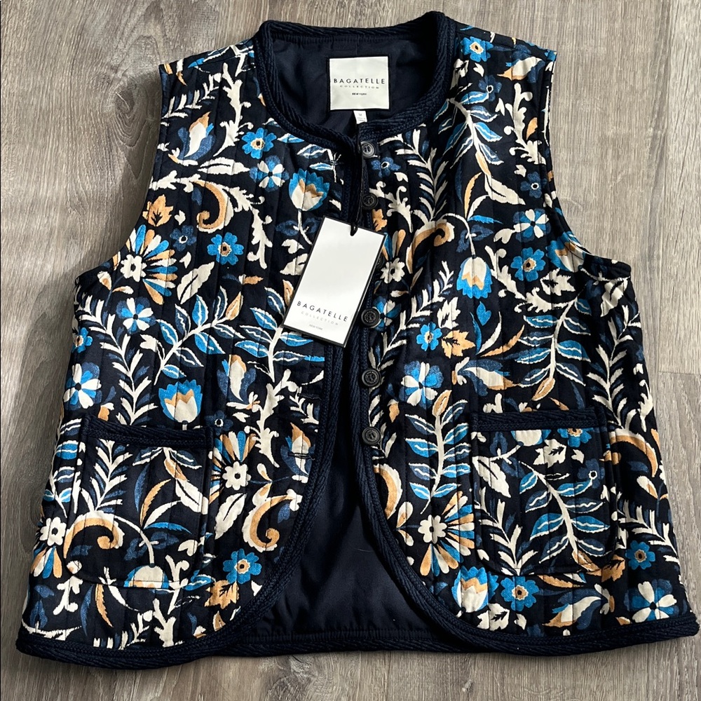 Bagatelle Blue and White Floral Vest